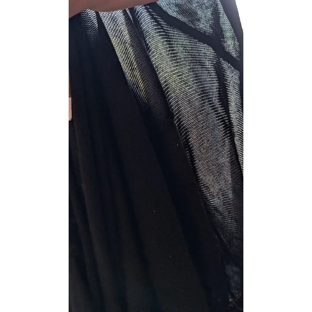 Michael Kors Open Long Cardigan Hooded Sweater Whimsy Goth Black Gray Sheer